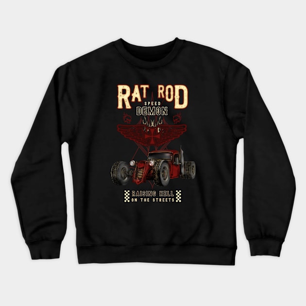 Rat Rod Demon Crewneck Sweatshirt by hardtbonez